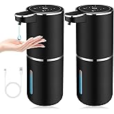 2 Pack Automatic Soap Dispenser,Automatic Liquid Soap Dispenser Touchless,12.8oz/380ml USB Rechargeabled Wall Mounted Smart Soap Dispensers for Bathroom Kitchen Dish Soap(Black)