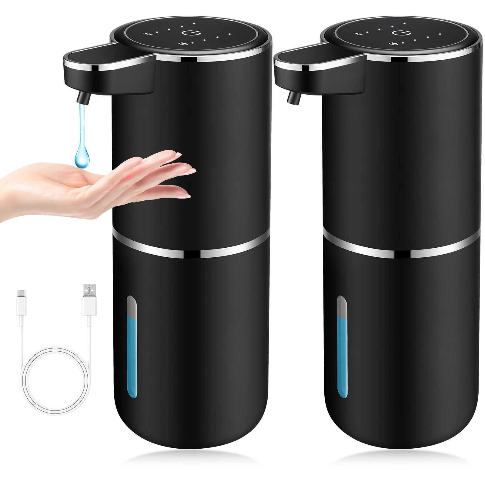 Photo 1 of 2 Pack Automatic Soap Dispenser,Automatic Liquid Soap Dispenser Touchless,12.8oz/380ml USB Rechargeabled Wall Mounted Smart Soap Dispensers for Bathroom Kitchen Dish Soap(Black)