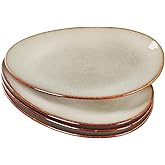 jinsongdafa Ceramic Oval Plate Set (4 pieces), large trays, suitable for entertaining guests, serving snacks, desserts, salads, and main meals. Dishwasher safe, curved shape, 11.7 inches in diameter.
