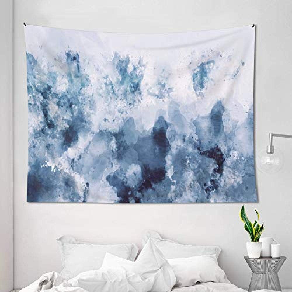 UUAPEERJ Tapiz de Acuarela Abstracta Azul Plata Gris Oscuro Blanco frío