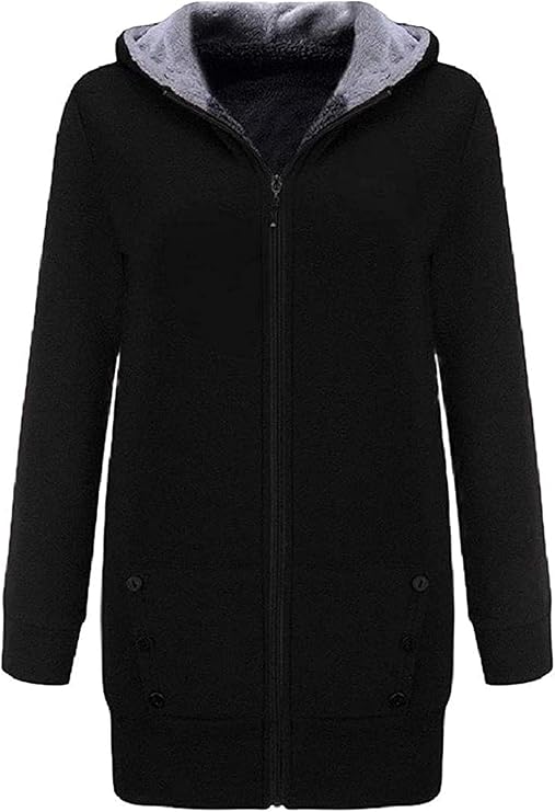 Women Pockets Fleece Lined Hooded ZipUp Warm Sweatshirt Jacket Amazon