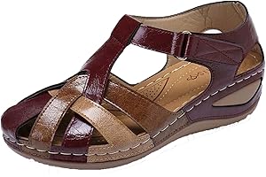 OIANGI Sandals Women Dressy Summer Closed Toe Wedge Platform Sandals Vintage Casual Hollow out Orthopedic Shoes Comfy Bohemia Gladiator Ladies Shoes