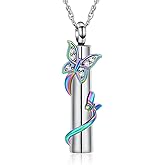 shajwo Cylinder Butterfly Urn Ashes Necklace for Women Men Cremation Jewelry of Loved Ones Memorial Vial Pendant
