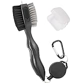 Lesunsul Golf Club Brushes, Golf Cleaning Tool, with Retractable Cleaning Nails, Nylon and Wire Bristles Oversize Double Brush Head with 2ft Retractable Zip-line Metal Buckle
