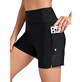 Yilisha Women High Waisted Swim Board Shorts Bathing Suit Bottoms Pockets Swimming Shorts with Liner Swimsuit