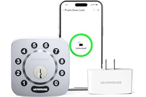 ULTRALOQ U-Bolt Smart Lock with WiFi Bridge, 6-in-1 Smart Door Lock with WiFi, Bluetooth, Voice Control with Alexa, App Remote Control, Auto Lock, Smart Lock Front Door, Smart Deadbolt, Satin Nickel