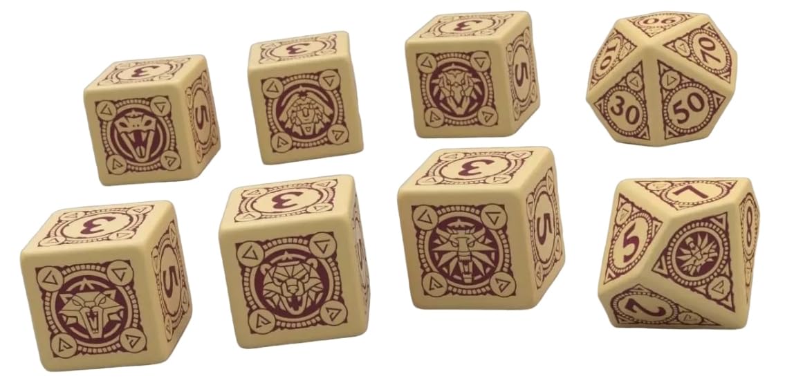 The Witcher TTRPG Essential Dice Set by R. Talsorian – 12mm – Compatible with TTRPG, RPG, D&D, DND, Dungeons and Dragons – Includes 8 Dice – D6 D10