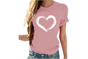CEBOYEL Women Love Heart Graphic Tees Shirt Short Sleeve Tops Tshirts Regular Fit Tunic Blouse Cute Funny Gift Clothes 2023