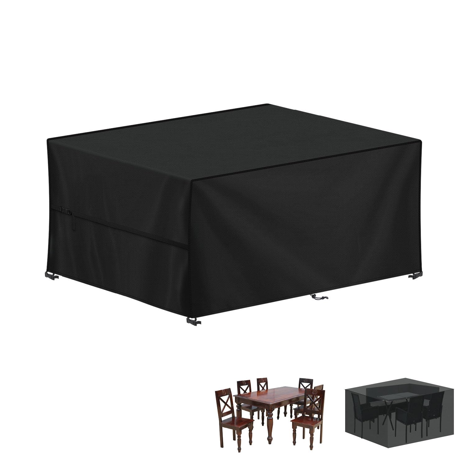 LAMUNI Garden Furniture Cover Waterproof Outdoor Rectangular Patio Table Set Covers, 420D Oxford Fabric Rattan Sofa Cover Windproof Outdoor Table Cover Anti-UV Patio Furniture Covers, 160x100x75cm