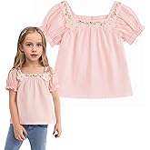 Curipeer Toddler Girls Shirt Summer Casual Puff Short Sleeve Blouse Tops for Baby Girl