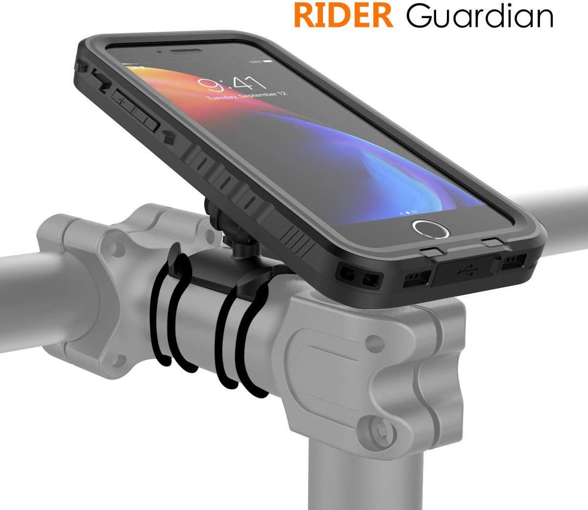 iPhone 7 Plus/8 Plus Bike Mount, iPhone 7/ 8 Bike Mount, iPhone 6 Plus / 6S Plus Bike Mount, iPhone 6 / 6S Bike Mount, FugouSell Bicycle Phone Holder [Waterproof][Rugged Armor][Most Secure] Bicycle Handlebars & Motorcycle Holder Cradles for iPhone 6 / 6S / 6 Plus / 6S Plus / 7 / 8 / 7 Plus / 8 Plus (Black)
