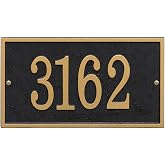 Whitehall Personalized Cast Metal Address Plaque - USA Made Custom House Number Sign - Rectangle (11" x 6.25") - Black with Gold Numbers