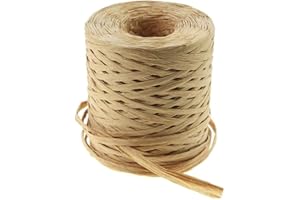 Raffia Paper Craft Ribbon - Light Brown Twine for Wrapping, Crafting, and Packing - Natural Kraft String