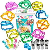 Sandwich Cutters for Kids - Great for Toddler Lunch Box and Containers - Bento Box Accessories and Uncrustable sealer - For Boys and Girls Kids Lunch - Includes Food Picks Vegetable and Fruit Cutter