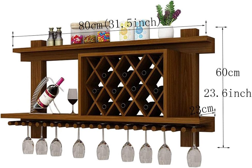 Wine Shelf Wall Hanging Wine Shelf Wall Mounted Wood Wine Bottle Shelf Rack Wall Wine Racks For Wine Bottles And Glasses Decor Rustic Amazon Co Uk Kitchen Home