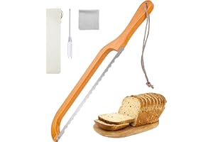 Bread Bow Knife, Sourdough Bread Knife Cutter for Homemade Bread, 2026 Upgrade Wood Serrated Cutting Knife Slicer for Bagels,