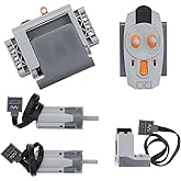 5-in-1 Technic-Motor-Kit Compatible with Lego, Power-Functions-Set Building Blocks M Motors, IR Remote Control, IR Receiver, 