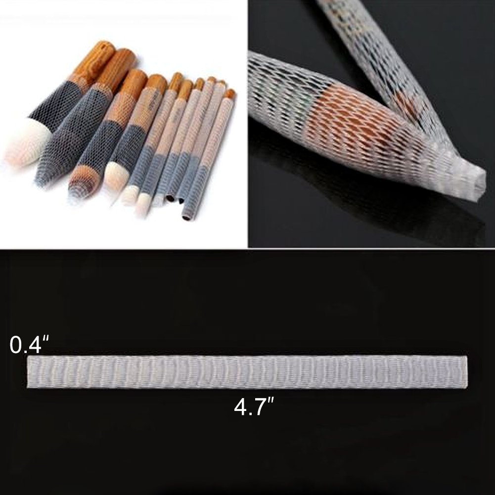 VGoodall 100 Pcs Makeup Brush Protector, Expandable Mesh Cover, Cosmetic Brush Pen Cover Guard for Brush Storage or Travel