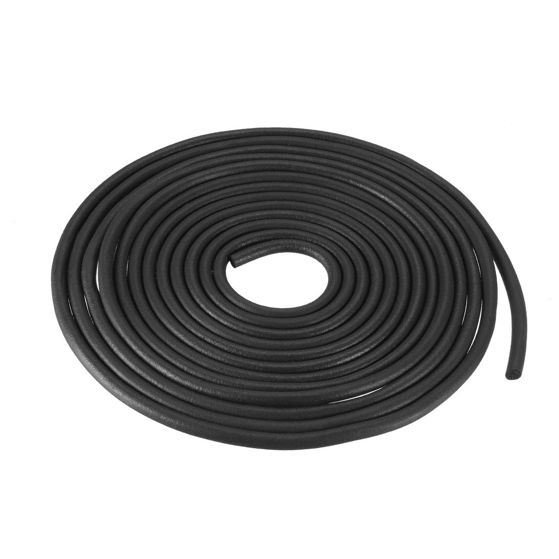 sourcing map Foam Rubber Seal Weather Strip 4mm Diameter 5 Meters Long Black