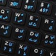 Pashto & Dari for Win 7 Keyboard Decals ON Transparent Background with Blue Lettering (Blue)