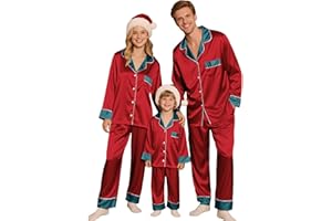 GENERIC Family Christmas Pajamas Matching Sets 2025 Cozy Satin Pjs Outfits,Plus Size Christmas Themed Costumes For Family