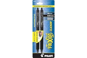 PILOT FriXion Clicker Erasable, Refillable & Retractable Gel Ink Pens, Fine Point, Black Ink, 2-Pack (31460)