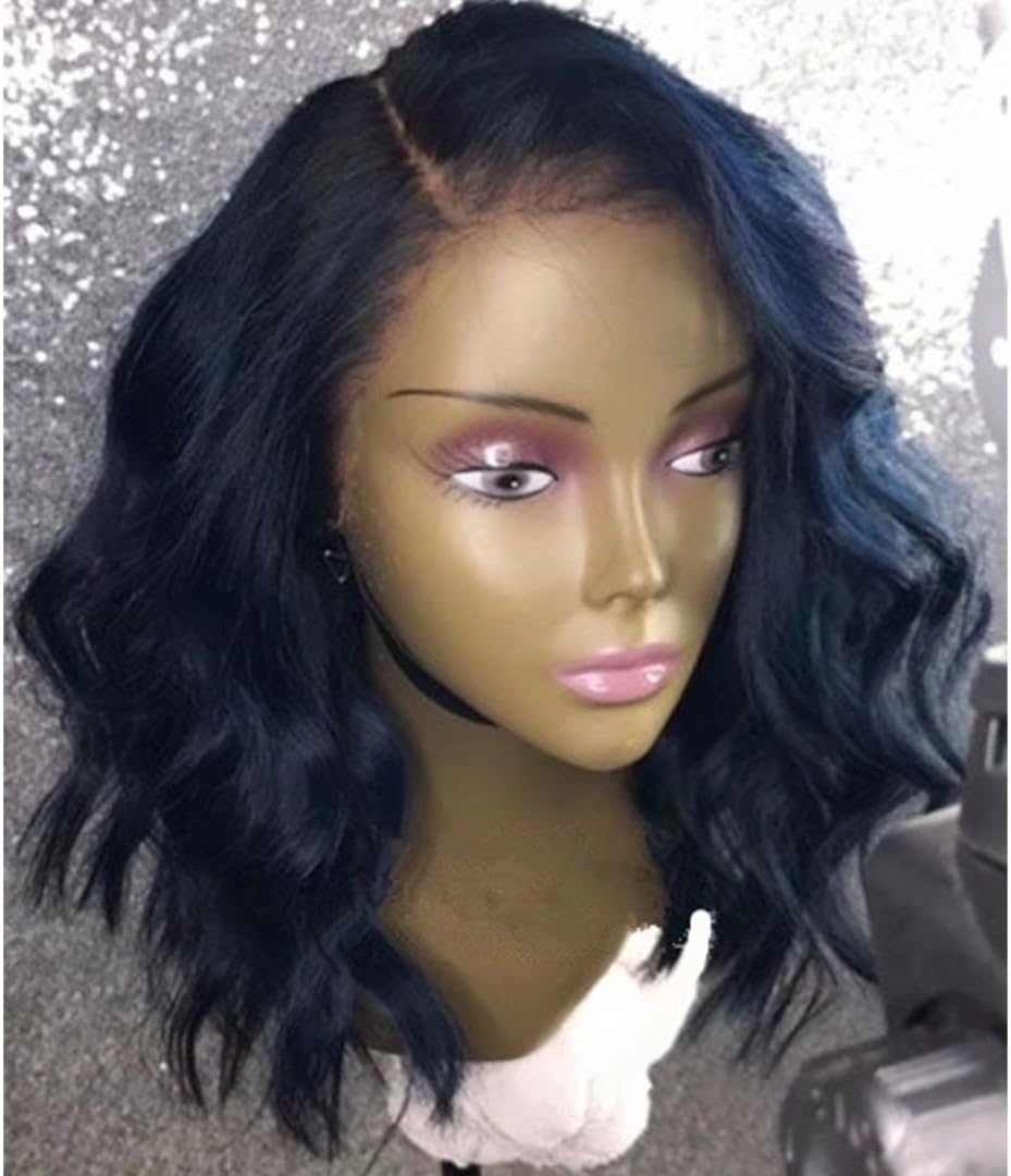 Ten Chopstics 13X6 Lace Front Wigs Short Bob Wavy Human Hair Deep Part Wigs With Baby Hair 130% Natural Color Brazilian Virgin Hair Wig Side Part in Stock