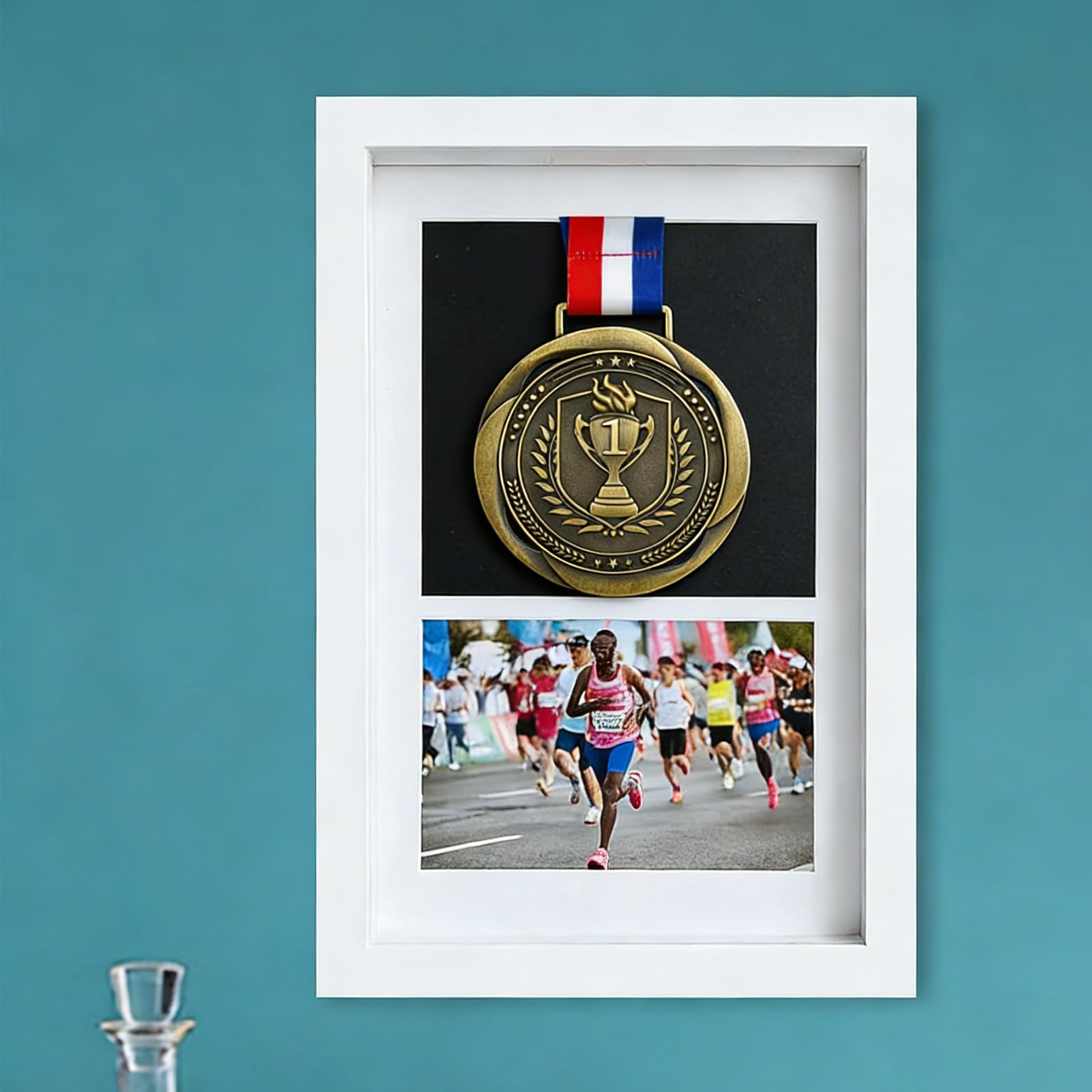 Medal Display Case,Medal Display Rack/Frame,12.8x9.3 Inch Medal Pin Display Box with Glass Panels for Military Medals,Beach Tags, Jewelry Pins,Pin Gifts,Badge Ribbons,Pin Collectibles.(A4, white).