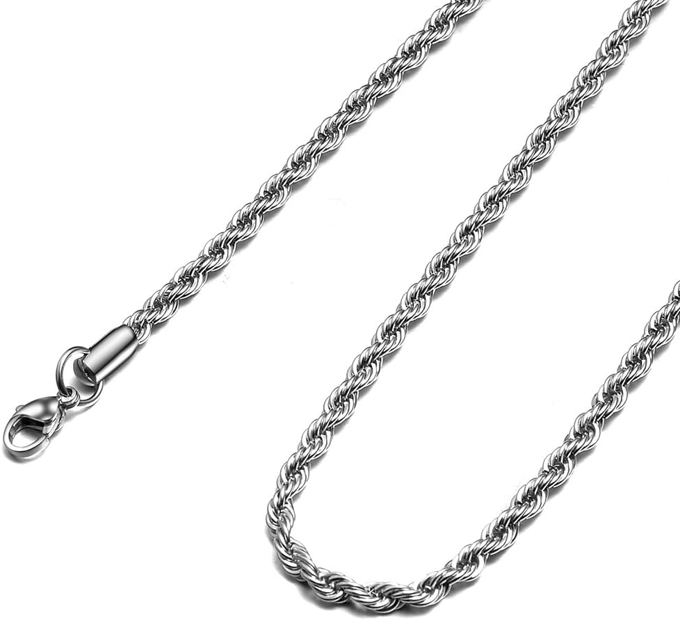 HolyFast 2-10mm Twist Chain Necklace Stainless Steel Necklace 16-38 Inches Men Women Jewellery
