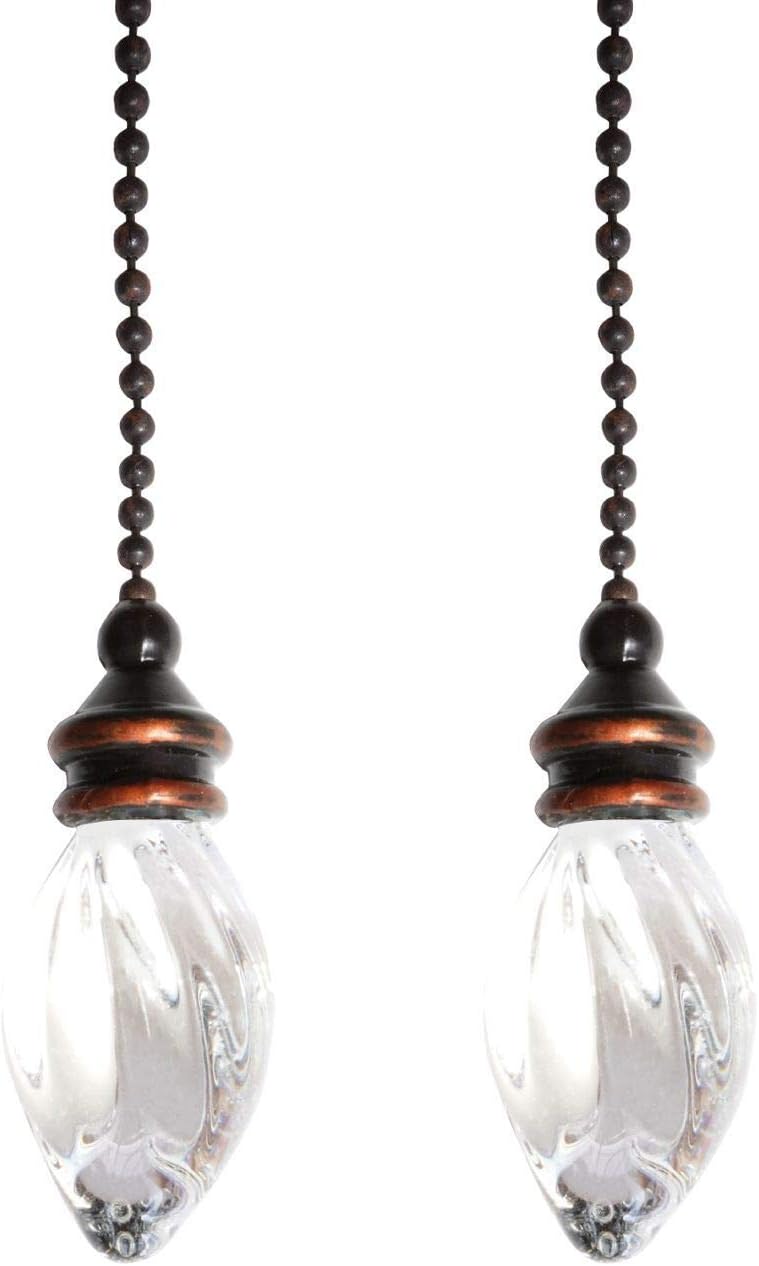 Crystal Glass Pendant/Pack of 2 Fan Pull Chain Set Lamp Pull Extension