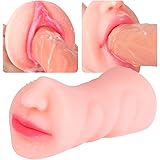 ZEMALIA Cyberskin Male Masturbators Pocket Pussy 3D Textured Vagina and Mouth Double Ends for Oral Blow Job Masurbation, Plea
