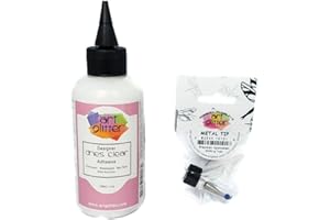 Art Glitter Glue Designer Dries Clear Adhesive 4 oz with Ultra Fine Metal Tip
