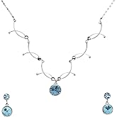 Faship Gorgeous Premium Rhinestone Crystal Floral Necklace Earrings Set