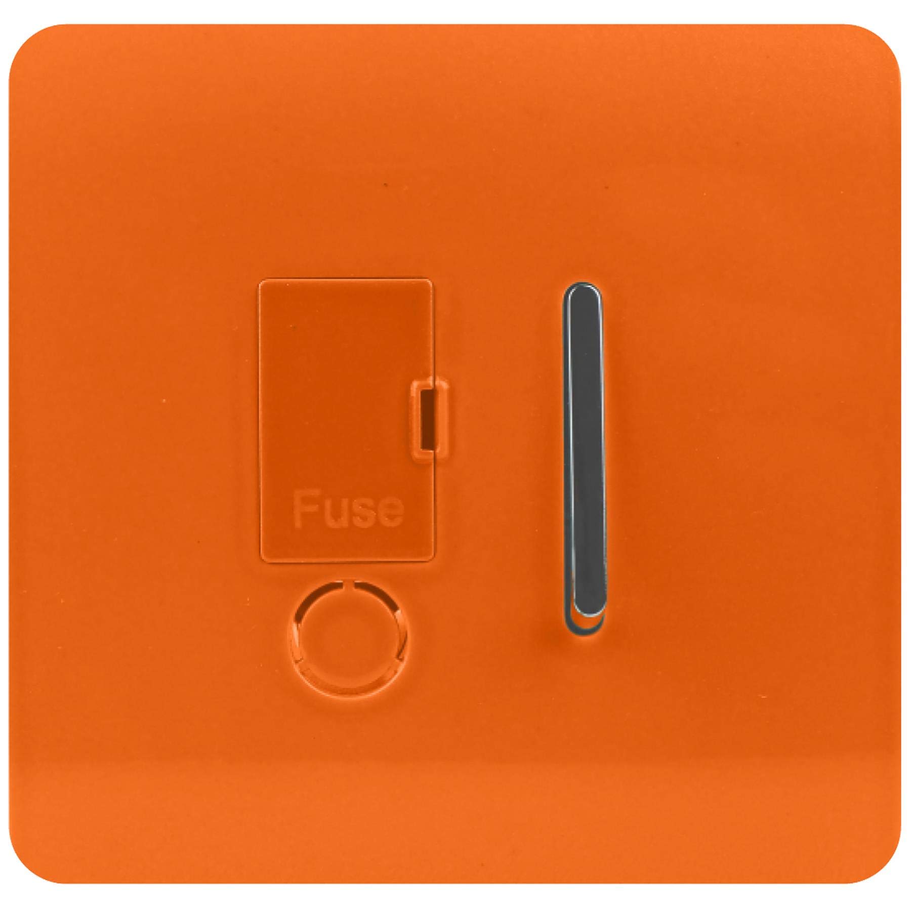 Trendi Switch Screwless Artistic Modern Glossy Tactile 230V Switched 13 A Single Fused Spur Connection Unit w/Flex Outlet Chrome Rocker in Sunset Orange - ART-FSOR
