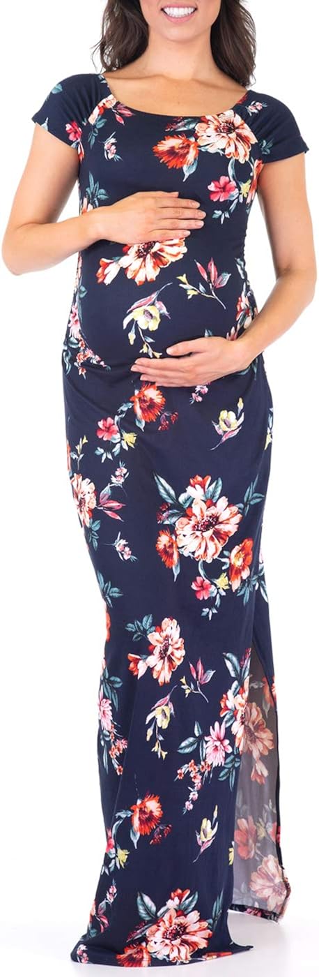 Shortsleeve Ruched Bodycon Maternity Dress with Side Slits at  Women’s Clothing store