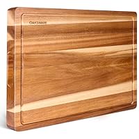 OAKSWARE Cutting Boards, 17x13 Large Acacia Wooden Cutting Board for Kitchen, Edge Grain Reversible Wood Chopping Board with