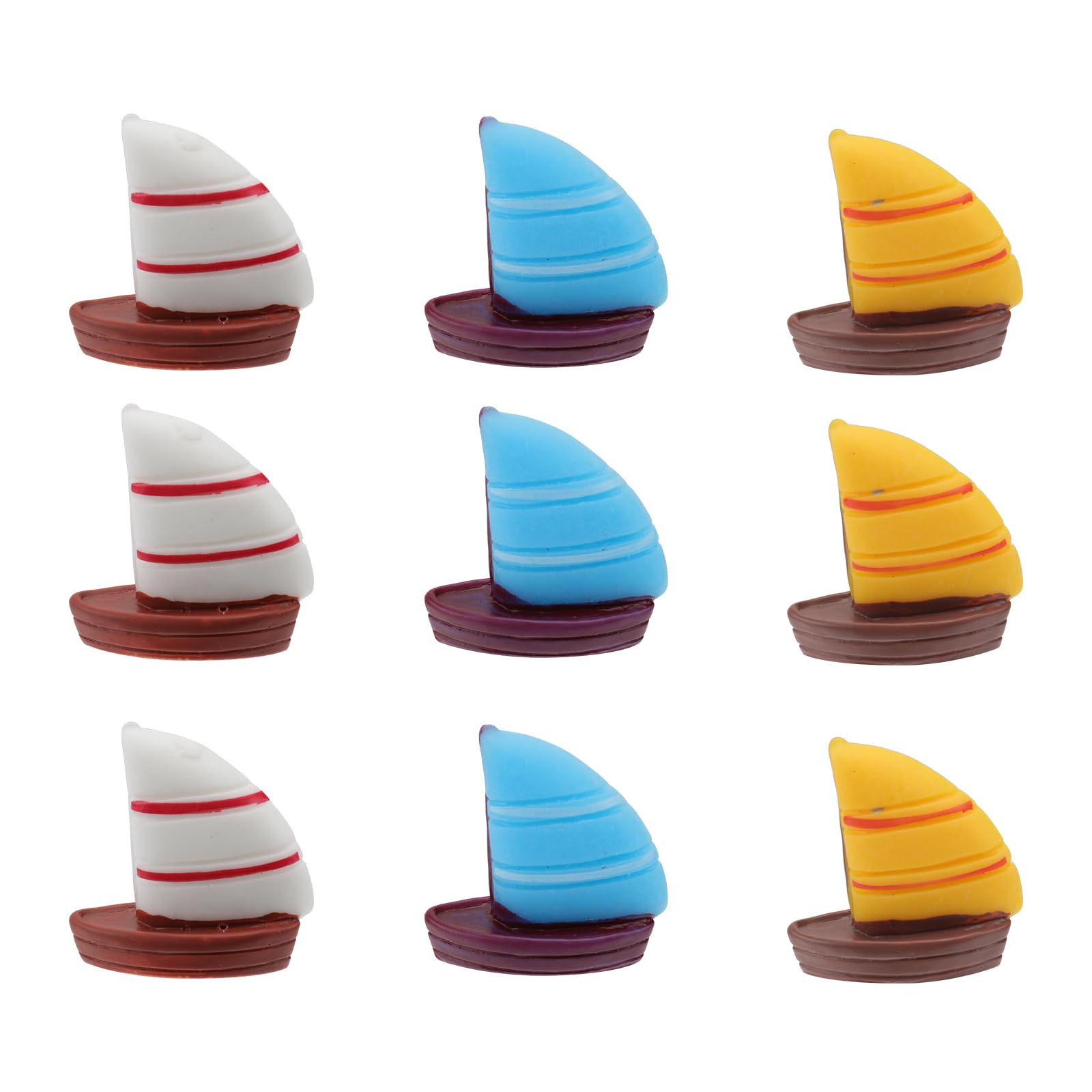 Happyyami 9Pcs Miniature Sailboat Cake Toppers Mediterranean Small Boat Ornaments for Party Cake Decoration and Diy Micro Scene Display