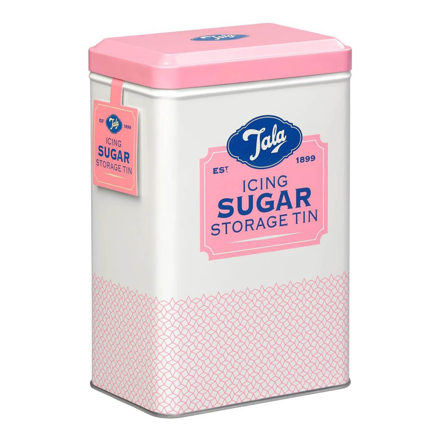 Tala Originals Metal Pink and Cream Nostalgic Design Storage Tin, 18.5x18.5x19 cm | Holds a Full Bag of Icing Sugar | Stylish Kitchen Storage