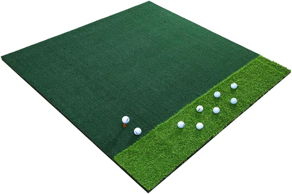 GOLF Driving Range Special Mat Double Grass Mat 150×150cm (5×5ft) Long/Short Grass Practice Mat for Irons/Wood Poles/Sand Rods Home Backyard Garage Use
