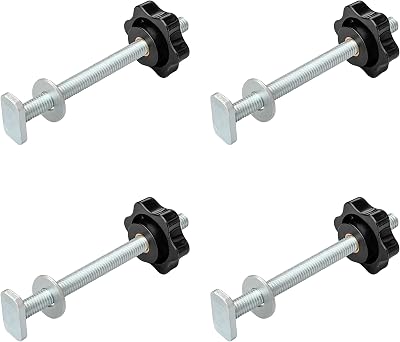 DDHOMIN 4 pcs M8 T-Track Kit with Bolts Knobs Washers woodworking