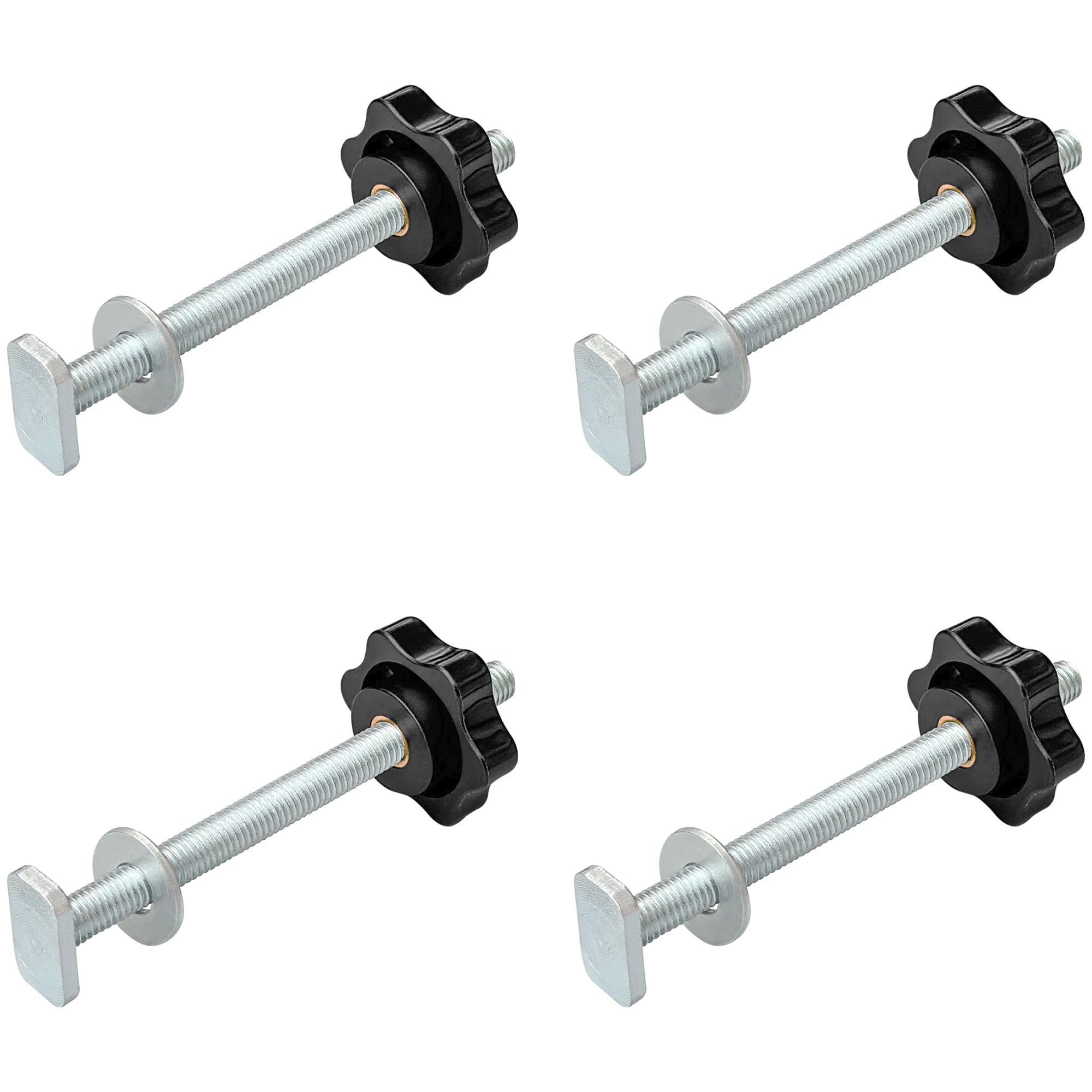 4 PCS M8 T-Track Kit,T-Track Bolts with Knobs and Washers for Woodworking Tool Slots and Fastening Fixtures