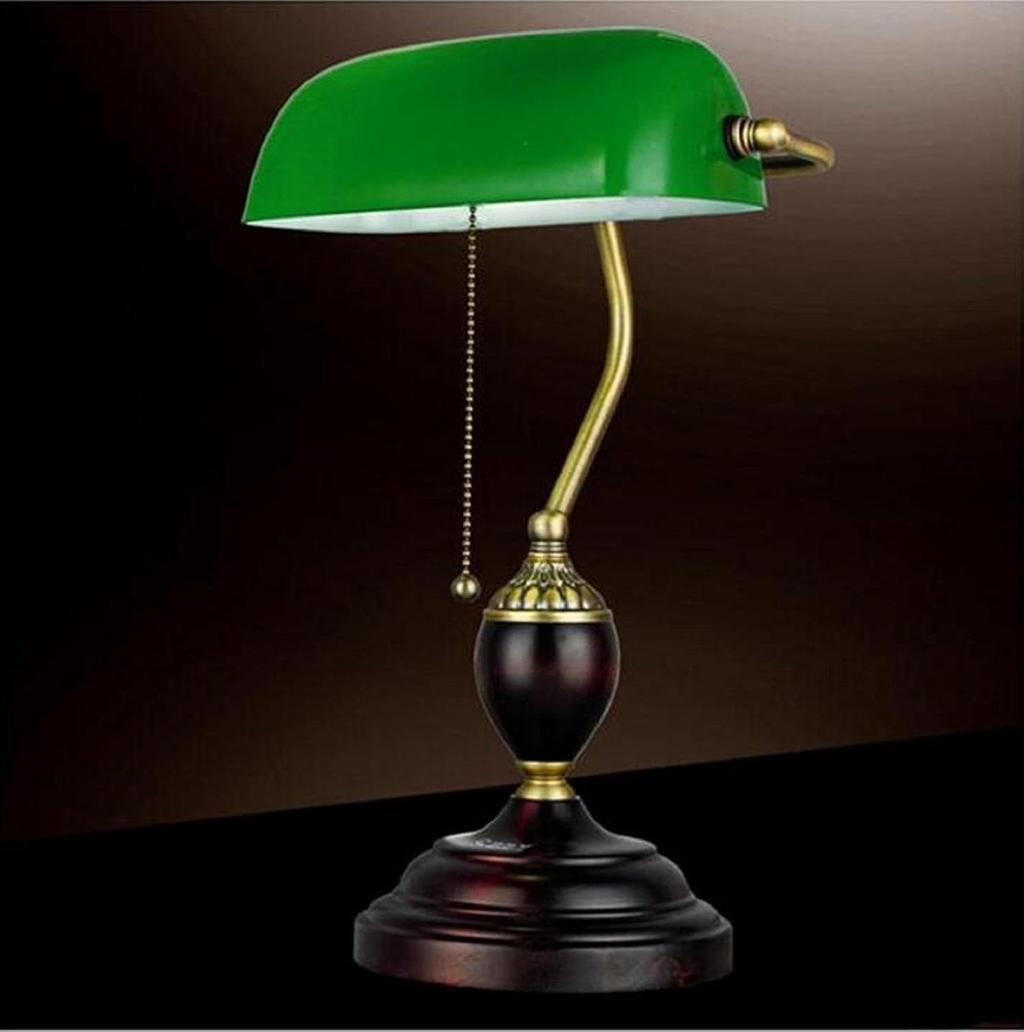 AMZH Emerald Green Glass Table Light Power Bank Desk Lamp Office Red