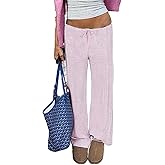 BRZSOM Womens Striped Pants, Low Waist Wide Leg Pajamas Lounge Pants