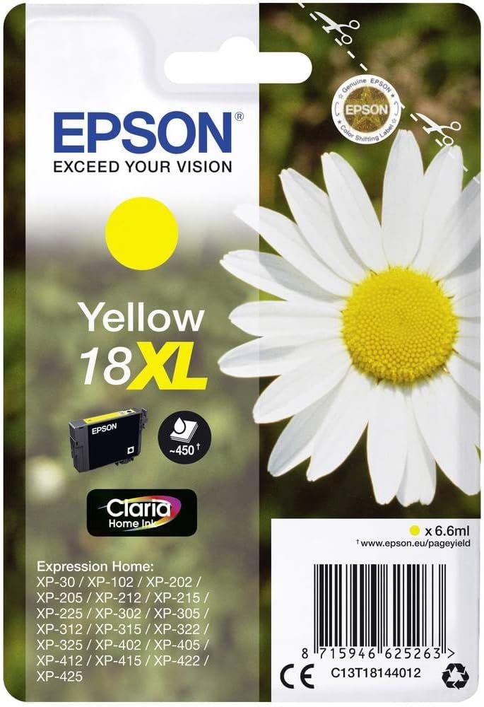 Epson 18XL Yellow Daisy High Yield Ink Cartridge T1814 Claria Home XL