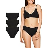 Subset Women's Organic Cotton Mid-Rise Bikini 3-Pack, Extended Sizes; 2XS-3XL, Natural Knickey Underwear, Breathable Undies