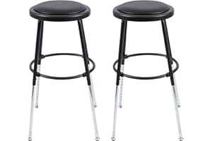S STAND UP DESK STORE Stand Up Desk Store Stackable Adjustable-Height Classroom Office Workstation Stool (Black, 2 Pack)