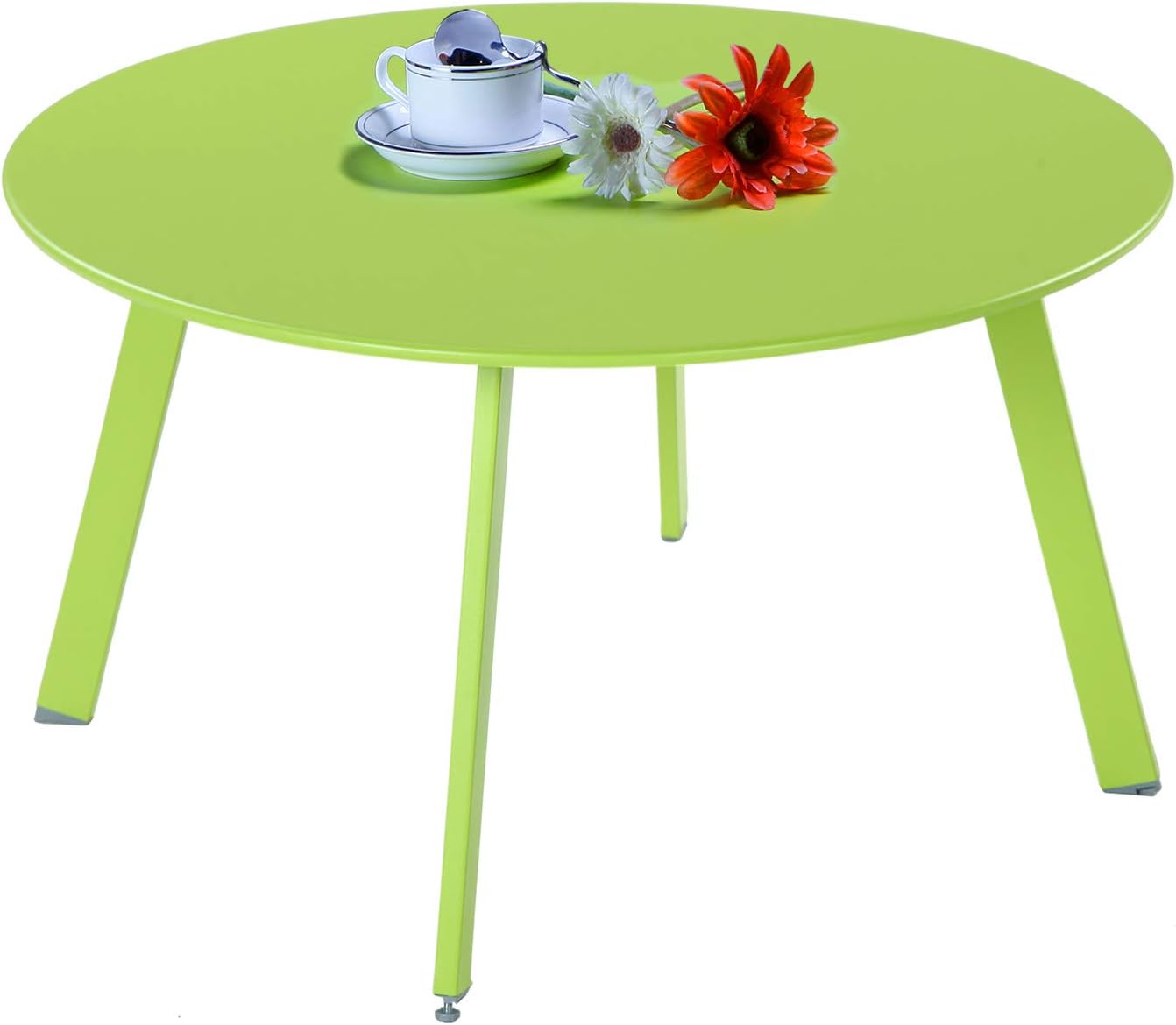 Grand Patio Round Steel Patio Coffee Table, Weather Resistant Outdoor Large Side Table, Green: Kitchen & Dining