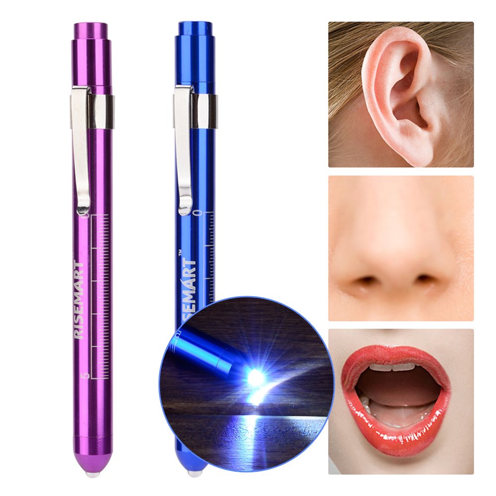 Pen Light, RISEMART Nurse Led Medical Penlight with Pupil Gauge for