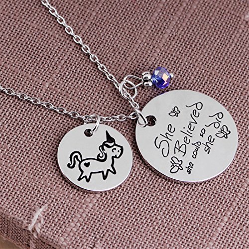 VWH Unicorn Necklace Pendant Charms Chain for Females' Gifts She Believed She Could So She Did Unicorn Necklace
