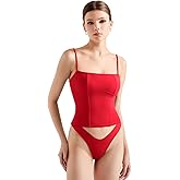 SUUKSESS Women Bustier No Boning Corset Tops Fitted Going Out Y2k Cami Tank Tops